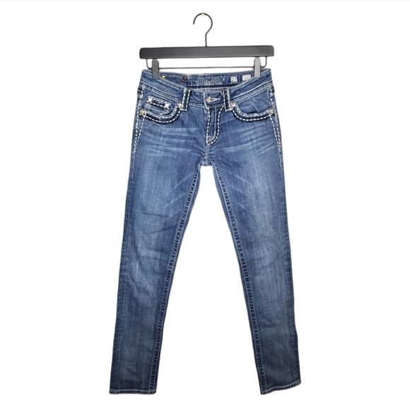 Miss Me Denim - Miss Me Skinny Jeans with Jewels Women's Size 27 Medium Wash Low Rise